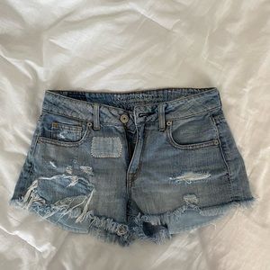 American eagle patchwork retro jean shorts